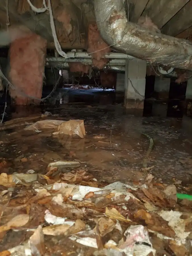Crawl space flood assessment for Commercial Water Damage Restoration in Manville
