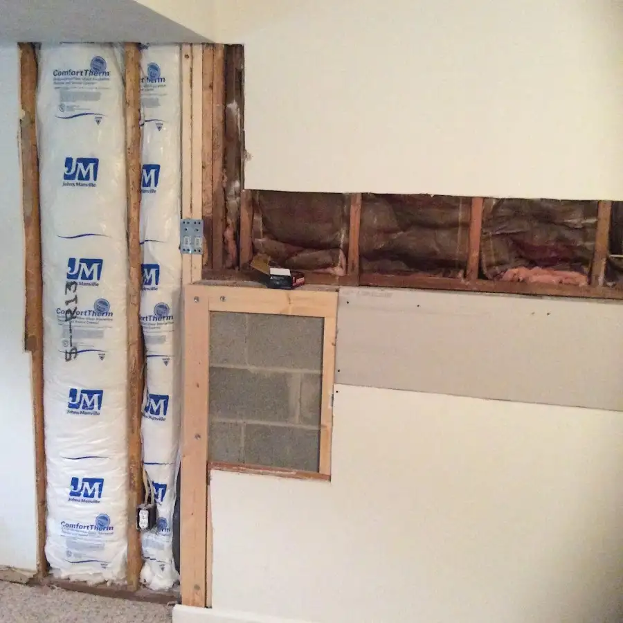 Wall insulation replacement during Structural Drying in Manville